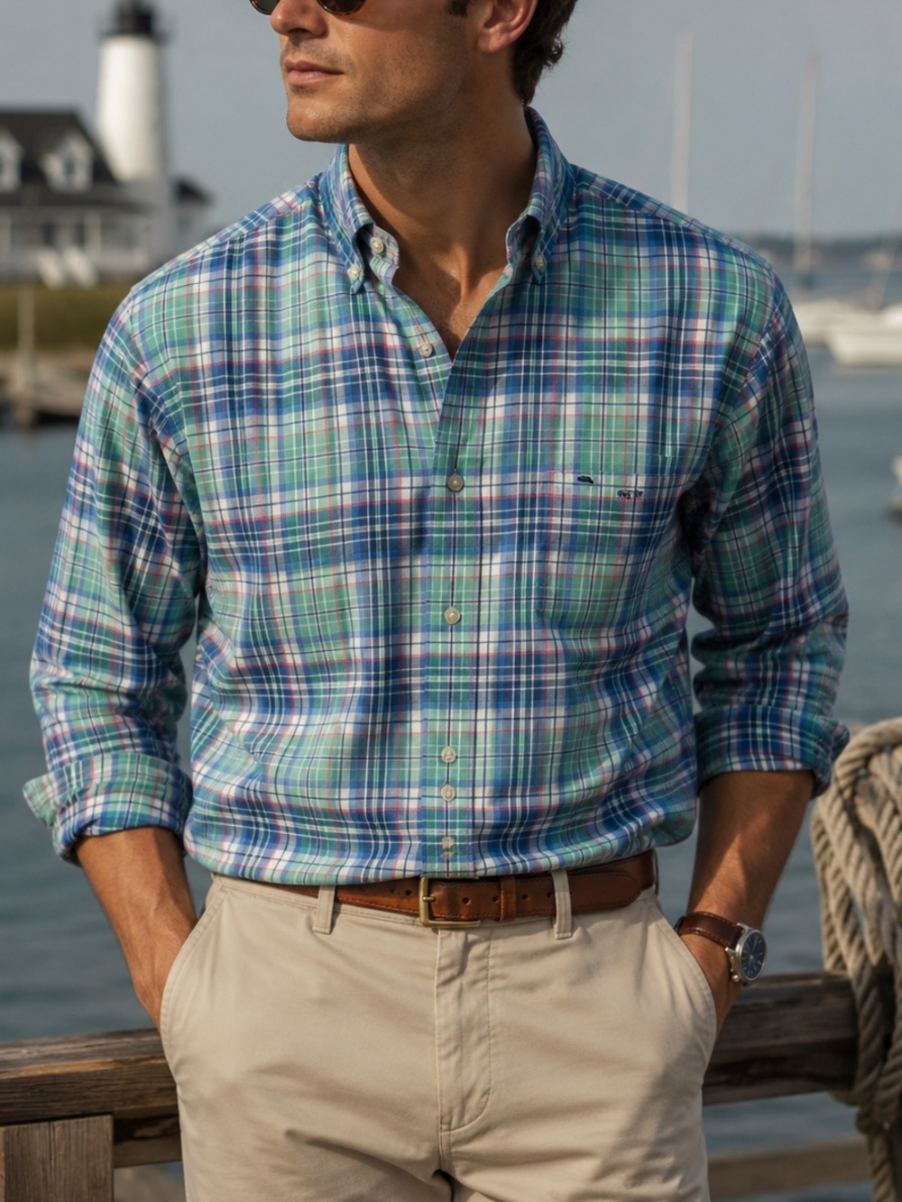 Vineyard Vines Men’s Classic Fit Tucker Shirt Pastel Plaid Button-Down Golfwear